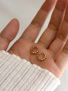 1 Pair S925 Sterling Silver Minimalist Pearl Hoop Earrings, Versatile For Daily Wear