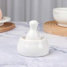 迷你白色陶瓷研钵和研杵套装，完整药丸研磨器，也适用于研磨香料、草药，陶瓷研磨碗，瓷质研磨器
