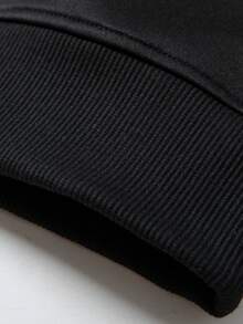 男士插肩袖条纹休闲四分之一拉链套头卫衣，时尚半拉链上衣，春秋季 - 黑色 - 查看 7