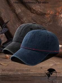 1 件男女通用纯色可调节水洗棒球帽，休闲户外时尚