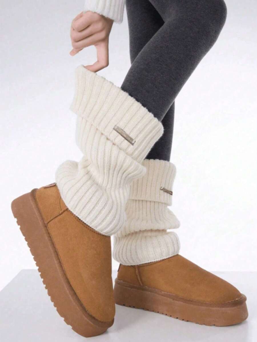 1 双金属标签辣妹针织暖腿袜套 JK 叠穿袜 秋季配饰