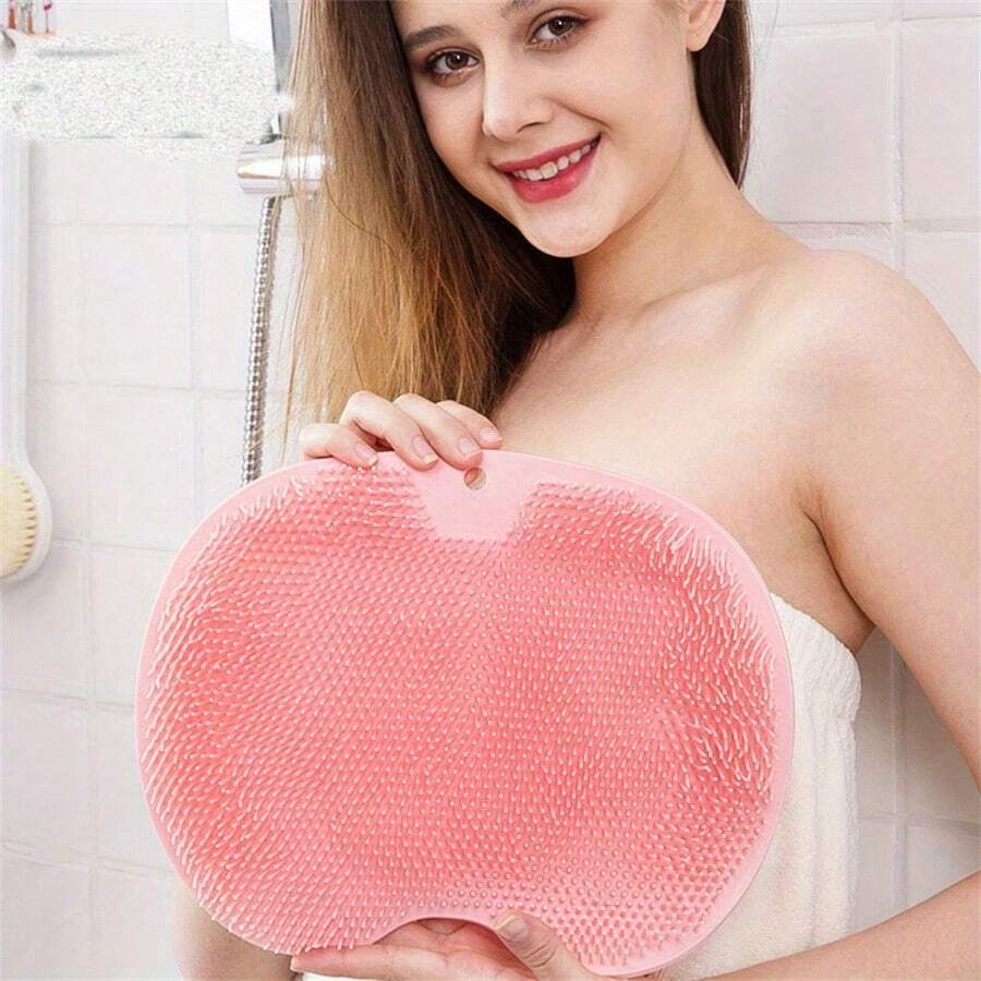2pcs/Set Shower Foot Scrubber Mat Back Washer Exfoliating Bath Wash Pad Wall Mounted Slip Suction Cups For Use In Cleaner Men And Women