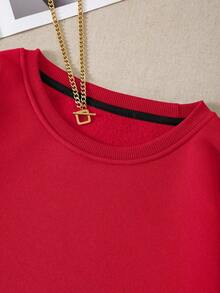 LCWomen's Drop Shoulder Long Sleeve Sweatshirt,Long Sleeve Tops Graduation,Back To School Outfits,Graduation,Teacher Outfits Women,Back To School Pullover Fall OutfitCasual Daily Wear - 紅色 - 查看 6