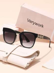 Verywork 1 件经典几何渐变镜片，时尚优雅精致品牌设计，女士时尚眼镜配有收纳和擦拭布，适合户外休闲活动、驾驶、钓鱼、音乐节、热带海滩度假、时尚配饰，是送礼的理想选择 - 彩色 - 查看 25