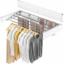 Wall Mounted Clothes Airer Retractable Foldaway Laundry Clothes Drying Rack 30kg Capacity With 5 Rods For Indoor Outdoor Saving Space - 80 cm x 40 cm x 10cm - View 1