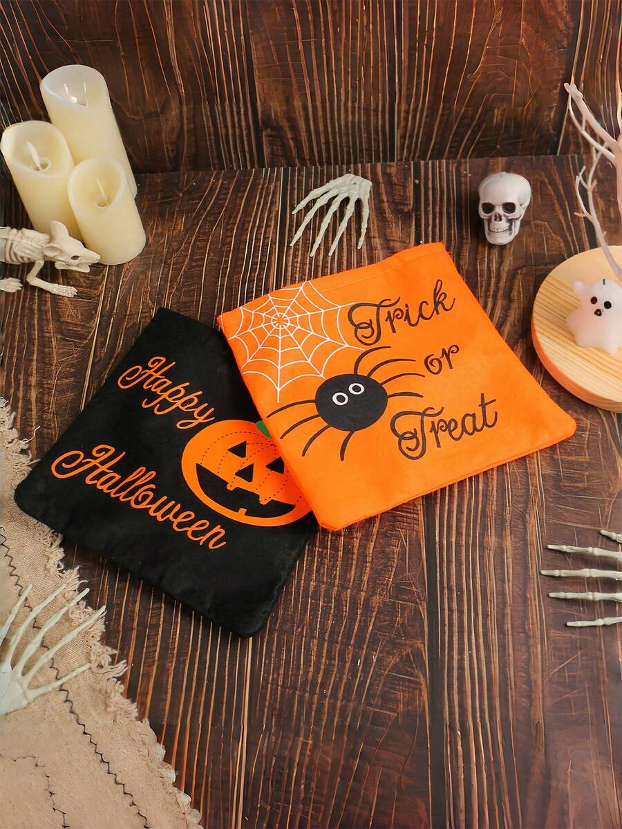 Halloween Pumpkin Tote Bag, Cloth Gift Bag For Halloween Products, Trick Or Treat Candy Bag
