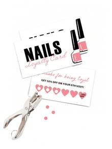 50-Pack Nail Salon Loyalty Cards - Customer Appreciation Punch Cards For Small Business, Nail Care Services Reward Card,School Supplies,Back To School - Multicolor - View 11