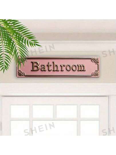 1pc Vintage Pink Bathroom Metal Sign - Rustic Tin Wall Decor For Home, Cafe, Restroom & Woman Cave - No Electricity Needed, Easy Install, Durable Fade-Resistant Art, Bathroom Wall Decor | Vintage Style Sign | Highquality Finish