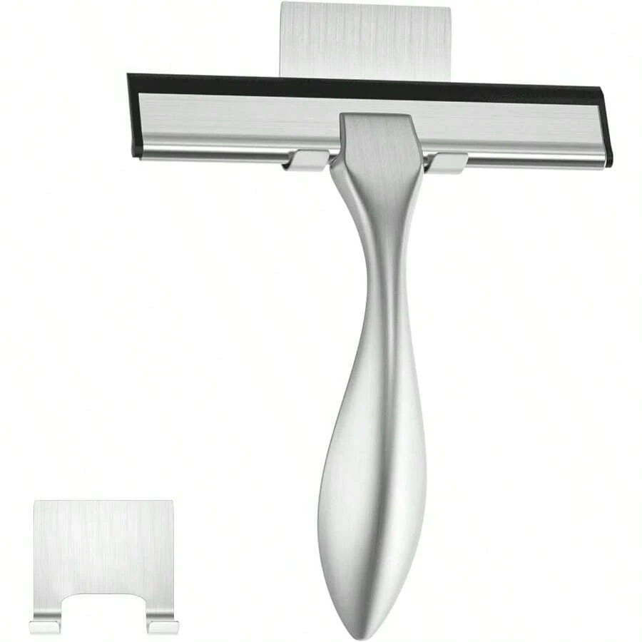 Peafowl Shower Squeegee Stainless Steel Bath Squeegee For Shower Glass Doors Bathroom Windows Kitchen Mirror And Car Glass With Hooks Holder Brushed Silver 6 Inch Newly Listed - 6寸+拉絲銀 - 查看 1