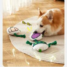 2 Packs Fabric Dog Toys - Purple Eggplant & Yellow Pumpkin Plush, Crinkle Squeaky Chew Toys For Puppies, Machine Washable Veggie-Themed Boredom Busters For Teething