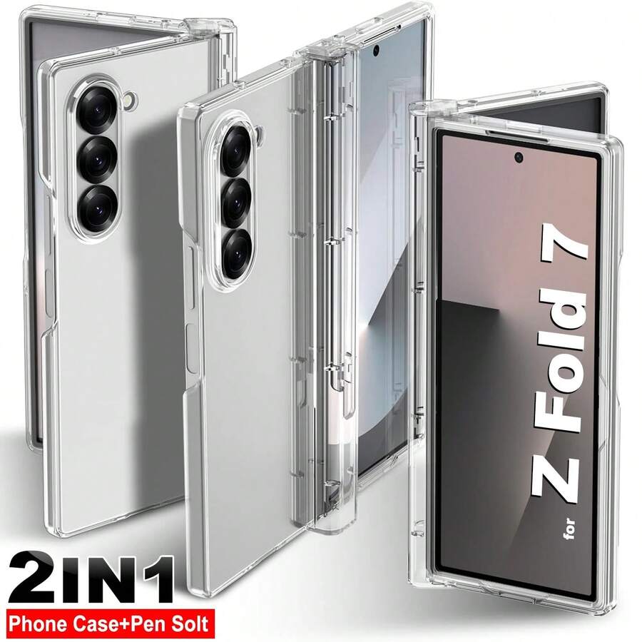 Galaxy Z Fold 7 Transparent Anti-Drop Phone Case, Protective Case With Pen Slot