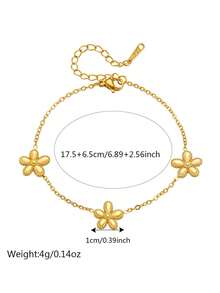 1 chiếc vòng tay nữ thời trang thanh lịch bằng thép không gỉ hình hoa vàng, trang sức đeo tay đơn giản, món quà sinh nhật hoàn hảo cho các cô gái. - Vàng - Xem 5