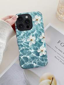 1pc Floral Pattern Soft TPU+PC Shockproof Anti-Slip Phone Case, Compatible With Apple 11/12/13/14/15/16/16 Plus/16 Pro/16 Pro Max