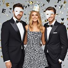 两件装化装舞会服装，男士歌剧魅影半脸面具带蝴蝶结，狂欢节万圣节威尼斯风格面具 - 彩色 - 查看 2