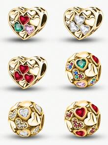 1 Pc 925 Sterling Silver Fashionable Love PawsBeads DIY Jewelry Making Dating Gift Fine Ladies Jewelly - Vàng - Xem 1