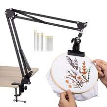 Adjustable Metal Embroidery Hoop Stand, Folding Embroidery Hoop Holder And 16 Pieces Embroidery Needles - Black - View 4