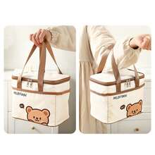 便携式大号图案保温午餐包，可爱卡通图案保温午餐盒包，防水防尘食品容器收纳袋，可重复使用保冷袋，野餐包，适合学生和成人在学校、办公室、露营、野餐、旅行中使用。 - 彩色 - 查看 4