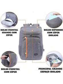Thermal Backpack Cooler Capacity 23L Waterproof Portable Picnic Hot Cold Ref MM.Loja - Gris - Ver 7