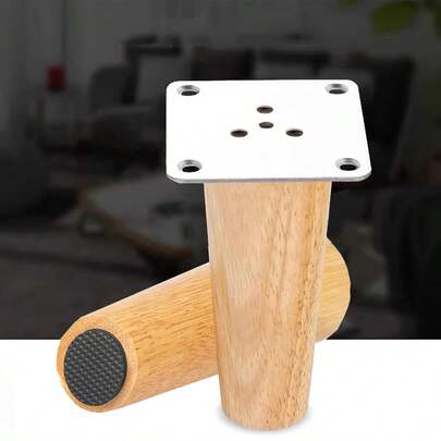 4 piezas Patas de muebles de madera, patas rectas y anguladas, 8cm/3.14 pulgadas, adecuadas para mesas, sillas, camas y artículos decorativos - Material de madera de caucho