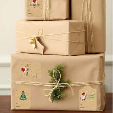 300/600pcs Festive Kraft Paper Christmas Gift Tag Stickers - Handwritten Name Labels With Merry Christmas & Holiday Greetings, 2x1.96" - Perfect For DIY Projects, Scrapbooking & Presents, Christmas Stickers, Best For Christmas