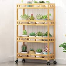 SURUIHK Bamboo Kitchen Rolling Cart, Removable Wood Trolley Island Cart With Multi Layer Storage Shelves, Utility Storage Rack On Wheels For Kitchen, Coffee Bar And Home Organizer - 三層(50x18x72公分) - 查看 9