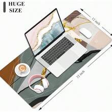 Alfombrilla de escritorio, alfombrilla de mouse, 32 x 12 pulgadas, XXL extendida para juegos, decoración de escritorio, alfombrilla de mouse XL para laptop y teclado. - Arte abstracto retro - Ver 4