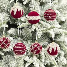 12pcs 6cm Flocked Rhinestone Christmas Balls, Multicolor Delicate Rhinestone Flocked Christmas Tree Ornaments, Suitable For Christmas Holiday Decoration - Multicolor - View 6