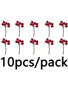 (10 Pieces/PCSK) Size 7cm * 4cm Christmas Crystal Berry Christmas Tree Decoration Gift Flower Decoration Red Wealth Crystal Berry Used For Room Vase Layout New Year Celebration Event