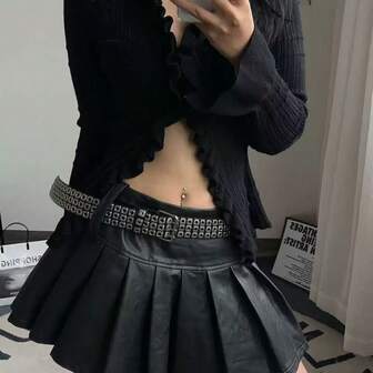 1条几何图案派对街头风PU皮腰带，时尚百搭，男女皆宜，欧美朋克设计