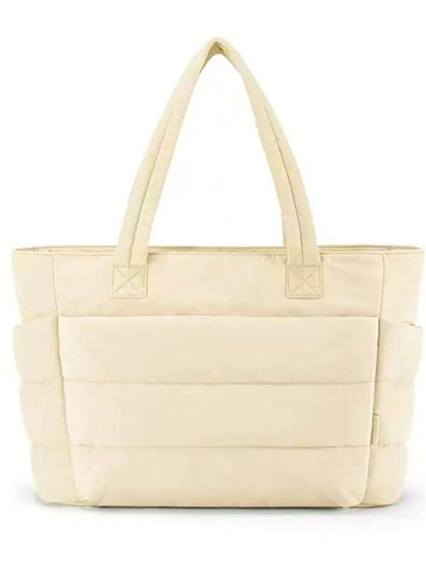 Women's Handbag, Minimalist Solid Color Casual Commute Travel Shoulder Tote Bag With Multiple Compartments