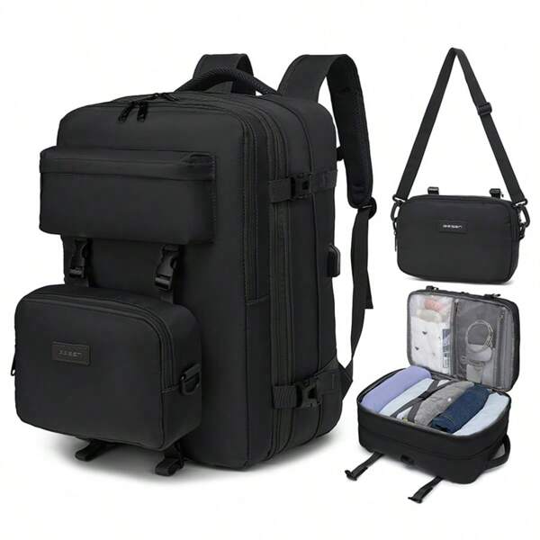 1 Men's High-Capacity Travel Backpack With Laptop Compartment - Durable Nylon, Multi-Pocket Commuter Bag, Ideal For Middle School, High School, And College Students - Easy Wipe Clean, Zip Closure, Backpack For School