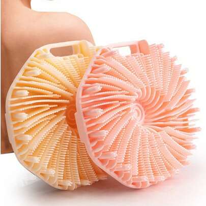 1 件多边形硅胶旋风淋浴刷、便携式按摩刷、淋浴刷、淋浴刷、洗发刷、硅胶身体磨砂膏、去角质沐浴磨砂膏、去角质剂、淋浴身体刷，可有效淋浴去角质并温和按摩