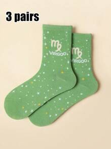 1 /3pairs Of Women's Zodiac Socks,Constellation Socks, Crew Socks,Fashion Socks,Sports Socks, Soft Women's Socks, Cute Socks, Girls' Socks,Slouchy Socks,Moisture Wicking, Stylish - Perfect For Gift-Giving, Parties, Everyday Wear