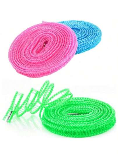 1 pieza Cuerda de tender ropa a prueba de viento, cuerda de tender portátil de 3 metros/5m/8m/10m, cuerda de tender talla grande gruesa y mejorada, cuerda de secado antideslizante y anti-viento, cuerda de tender para camping, suministros de lavandería para interiores/exteriores, accesorio de camping al aire libre, suministros de baño/dormitorio, color aleatorio