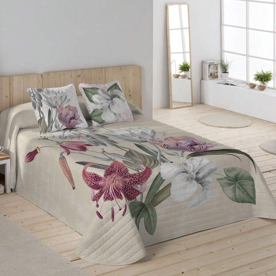 Naturals NATURALS - Colcha Bouti Estampada - 100% Algodón - Extra Suave - ✅ Entrega 2-5 días ✅ - Acolchado a Líneas - Relleno Ligero 120 gramos - Fabricado en España