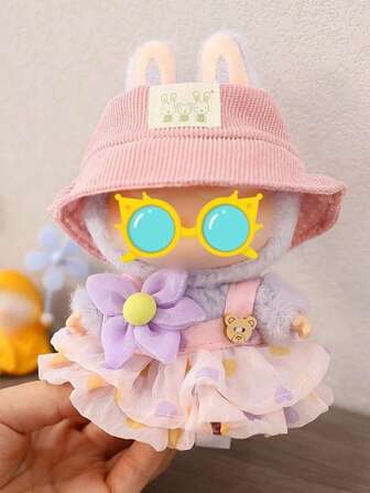17cm Fabric Doll Clothes Rubber Pendant, For Labubu Wrinkle Heart Dress, For Labubu Outfit Change