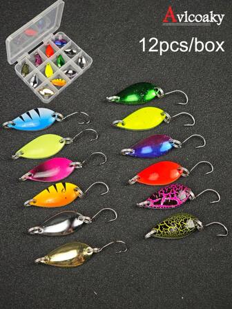 AVLCOAKY 12pcs/Set Metal Fishing Spoons Hard Sequin Swimbait VIB Lures
