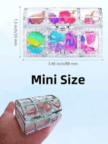 2/6/10件套潜水宝石泳池玩具，彩色钻石宝箱游泳宝石海盗潜水玩具套装，带宝藏海盗盒，生日泳池派对水下游泳玩具 - 彩色 - 查看 3