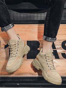 Zapatos de trabajo de seguridad cómodos, versátiles y de suela de goma con cordones de moda casual para otoño/invierno