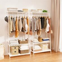 UNHO Heavy Duty Clothes Rack Modern Simple White Rail Open Wardrobe Bamboo Wood Stand - White - View 4