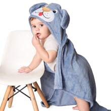 Baby Magic Island Manta para bebê com capuz temática de cachorro azul menino