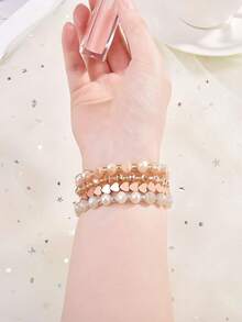 1pc Cute Pendant, Bead Boho Bracelets Compatible With Apple Watch Series 8/7/SE/6/5/4/3/2/1/SE Bands 38mm 40mm 41mm 42mm 44mm 45mm, Rose Gold, 38mm/40mm/41mm - Love Rose Gold - View 4