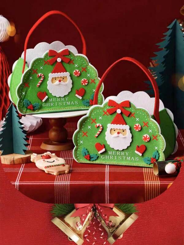1pc Christmas Decoration Gift Candy Bag, Christmas Eve Apple Bag, Packaging Box, Small Gift Box, Handbag