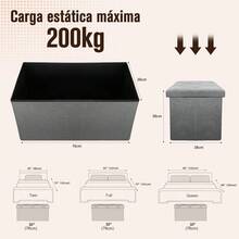 Storage Bench, Multifunctional Large Storage Footstool 76 * 38 * 38 Cm, Storage Box, Footstool, Shoe Rack, Supports Up To 200 Kg - Grey - View 3