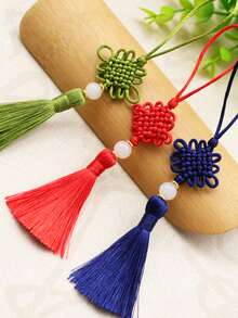 1 Pc Of Retro Chinese Style Tassel Pendant Bag Decoration Accessory Wearing Jade Bead Tassel Multifunctional USB Bookmark Car Pendant Suitable For Daily Use Fall