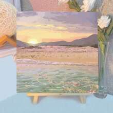 DIY Painting By Number, Solid Wood Photo Frame, Landscape And Flowers, Acrylic Paint Brushes Suitable For Beginners