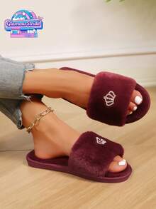 Dép đi trong nhà/phòng ngủ mềm mại và thoải mái, phù hợp cho cả trong nhà và ngoài trời, lý tưởng cho những người dẫn đầu xu hướng, có sẵn màu đen lông giả tối giản, trắng, xám và đỏ tía. - Vàng Burgundy - Xem 7