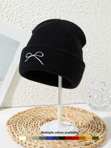 1pc Unisex Cute Butterfly Embroidery Couple Outdoor Sports Skiing Casual Streetwear Acrylic Knit Beanie Hat, Autumn/Winter Autumn Accessories