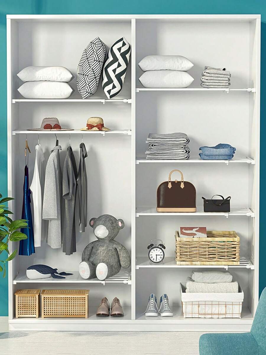 3 Pieces Widened Adjustable Hole-Free ABS+TPR Modular Storage Shelf Industrial Style Telescopic Non-Slip Design (Heavy Duty Load-Bearing Multi-Scene Storage) Storage Partition Kitchen Partition Board Closet Bathroom RV God (Housewarming Gift/Christmas Season/Four Seasons Travel Gear) - Multicolor - View 1