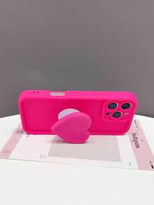 1pc Millennium Style Gradient Heart Airbag Hidden Stand Phone Case Compatible With IPhone 12/13 Pro Max, Full-Body Shockproof Protective Cover, Minimalist Design, Cute Cartoon Style, Perfectly Protects Your Phone, Compatible With Honor X7/Galaxy A56 5G/Infinix Smart 8/Infinix Hot 40i/Spark 20/Spark 20C/Spark Go 2024/Redmi Note 14 5G/ Moto E22/E22i/OPPO A54 Waterproof Anti-Fall Scratch Resistant - Rose Red - View 4